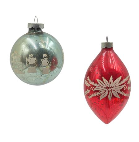 Two Large Shiny Brite Ornaments