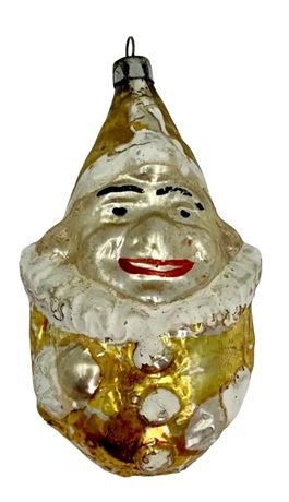 Vintage Polish Mercury Glass Creepy Clown Christmas Tree Ornament