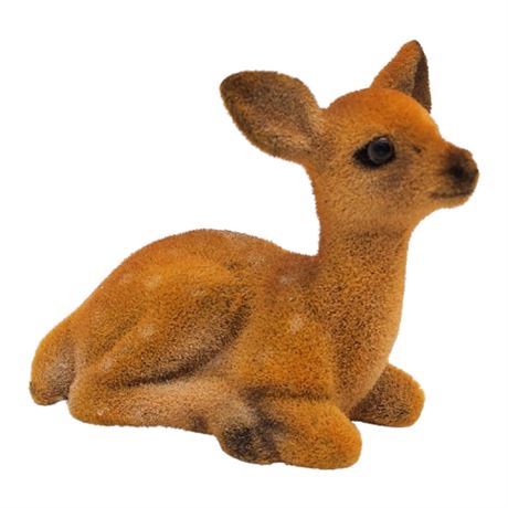 Vintage Flocked Fawn Figurine