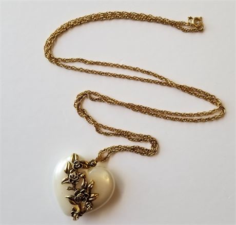 Vintage Avon lucite mother of pearl heart necklace