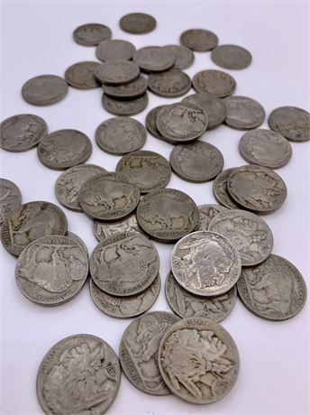 40 Early Indian Head Buffalo Nickel 5 cent Vintage Coin Lot