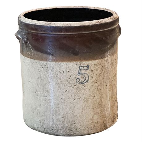 Vintage 5 Gallon Salt Glazed Stoneware Crock