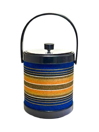 Vtg Atapco Oversized Ice Bucket Striped Fabric