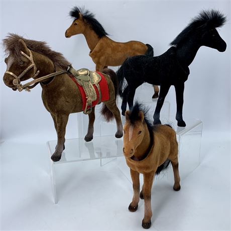 4 Velveteen Nodder Horse Collectible Figurines