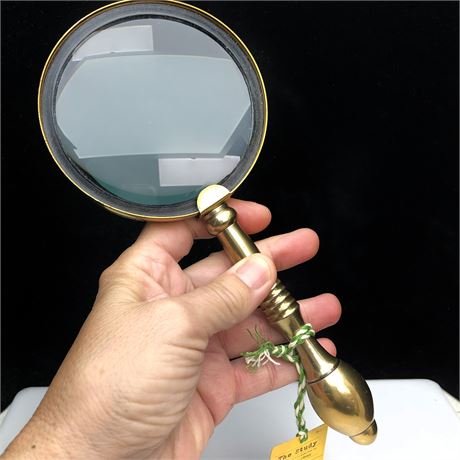 Large Nice & Clear Hand Magnifying Glass with Brass Handle