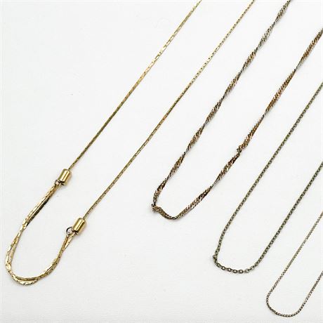 Lot of 4 Vintage Gold Tone Chain Necklaces