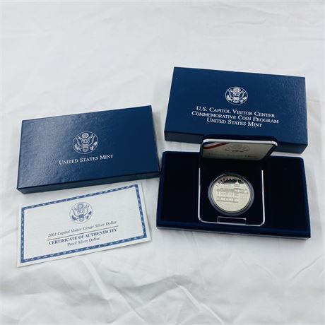 US Mint 2001 Capitol Visitor Center Silver Proof Dollar