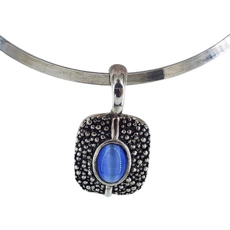 PREMIER DESIGNS Silver Tone Collar Necklace w/ Cat's Eye Slide Pendant