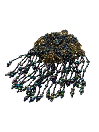 1920s style dangle, tassel sequin beaded brooch