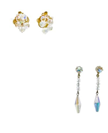 Vtg Crystal Earring Lot including Lewis Segal of California - Set of 2