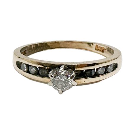 14K Yellow Gold Diamond Engagement Ring