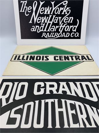 3 Railroad Logo NOS Paperboard Signs