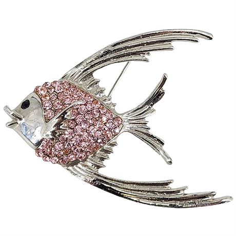 Vintage Large Rhinestone Angelfish Brooch