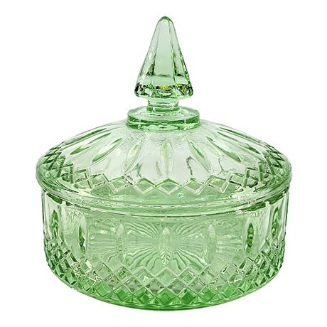 Indiana Glass 'Princess' UV Reactive Green Glass Lidded Dish