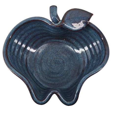 1999 Blue Glaze Pottery Apple Bowl - Signed