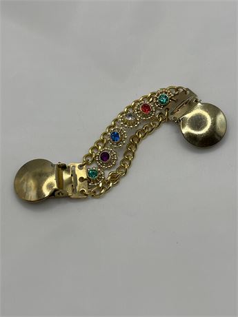 Multi ride, stone, gold tone, dress clip