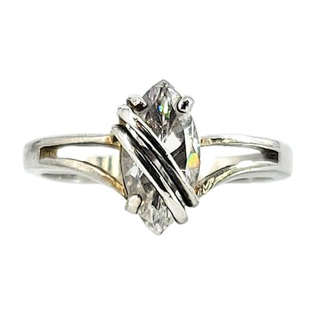 Sterling Silver Wrapped CZ Ring, Sz 10