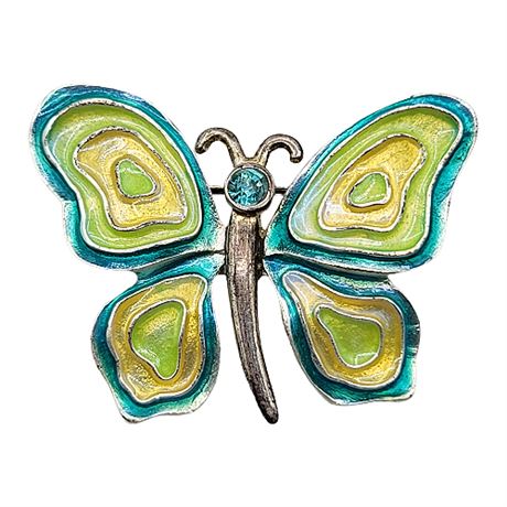 Vintage Signed LIA Enameled Butterfly Brooch