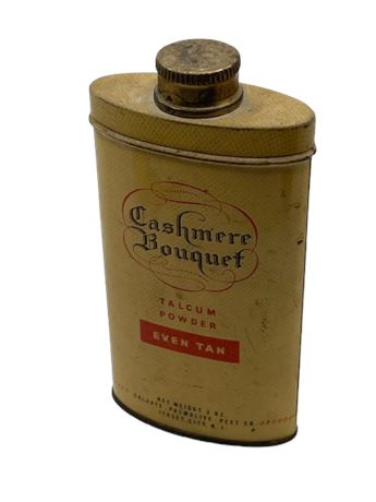 Vintage cashmere bouquet towel powder tin with powder