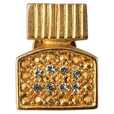 Vintage Rhinestone Perfume Bottle Lapel Pin