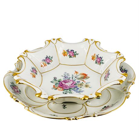 Vintage JL Menau Graf Von Henneberg Porcelain Serving Bowl & Plate