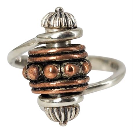 Vintage Signed Sterling Silver Fidget Spin Ring, Sz 9.5