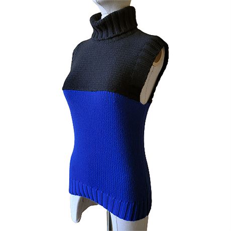 Michael Kors Cashmere Color Block Sleeveless Turtleneck Sweater