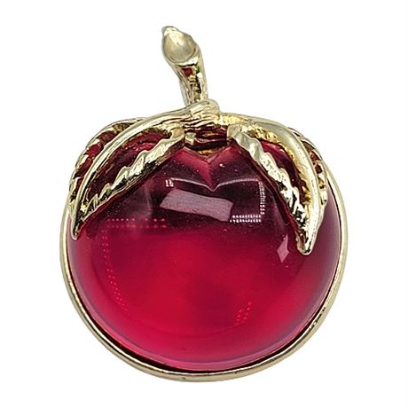 1972 Sarah Coventry Pink Lucite Apple Brooch