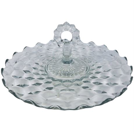 Vintage Fostoria American Clear Glass Serving Tray with Center Handle