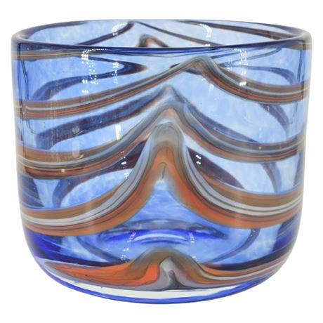Unsigned Art Glass Swirled Bowl Vase