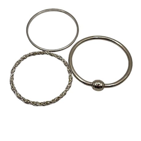 3 Silver Tone Bangles