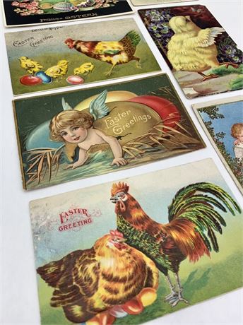 8 pc 1908-1938 Antique & Vintage Easter Postcard Ephemera Correspondence Lot