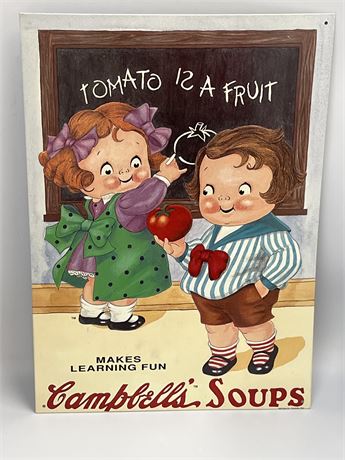 Advertising Campbell soups tomato is a fruit learning tin sign