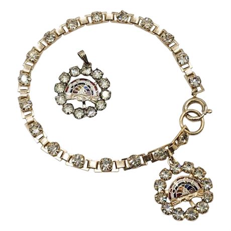 Vintage Masonic International Order of the Rainbow for Girls Bracelet & Pendant