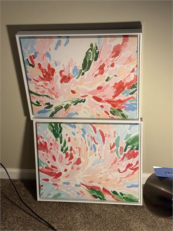 Pr. of Abstract Prints on Stretched Canvas