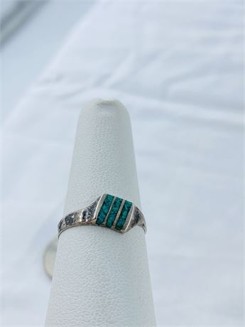 Vtg Southwest Sterling Turquoise Ring Size 6.75
