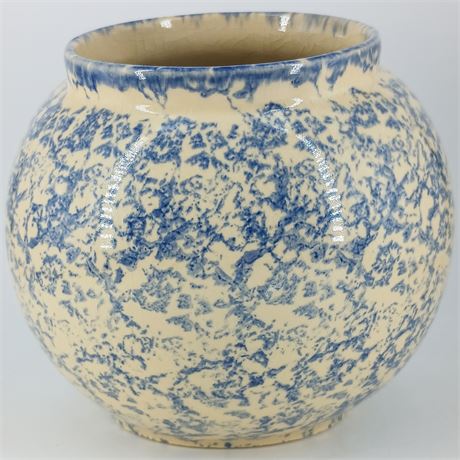 Vintage Robinson Ransbottom Blue Spongeware Pottery Jardiniere - Roseville, OH