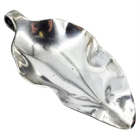 Artisan Made Silver Tone Crimped Spoon Pendant