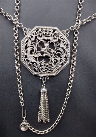 Lisner silver tone Fringe necklace 28 in