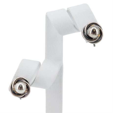 Vintage Sterling Silver Knot Screwback Earrings