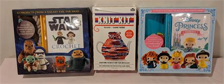 New in box lot 3 knitting kits - Star Wars + Disney Princess