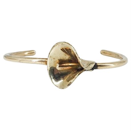 Vintage Artisan Made Brass Calla Lily Cuff Bracelet