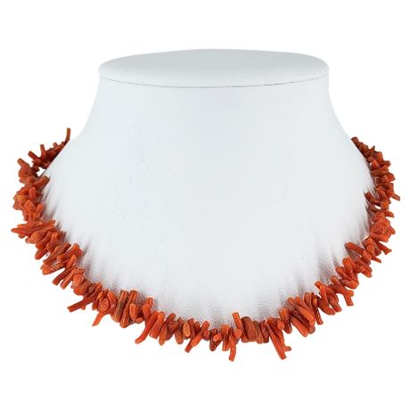 Vintage Italian Natural Red Branch Coral Necklace