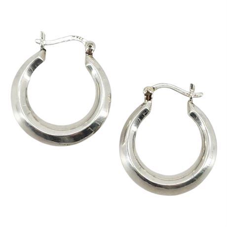 Vintage Sterling Silver Hollow Hoop Earrings