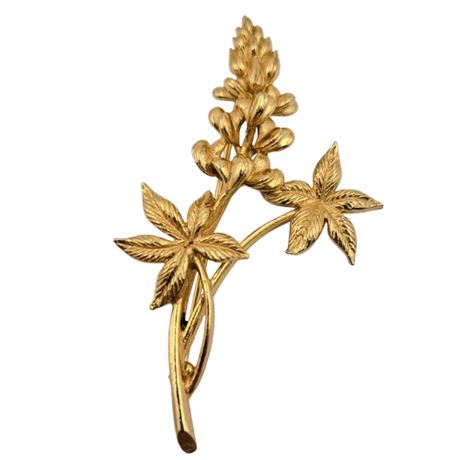 Vintage Signed Napier Gold Tone Flower Brooch