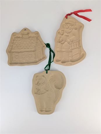 Lot 3 Vintage Cookie Molds Brown Bag Christmas+ Squirrel