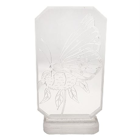 Signed Hand Etched Lucite Butterfly Plaque