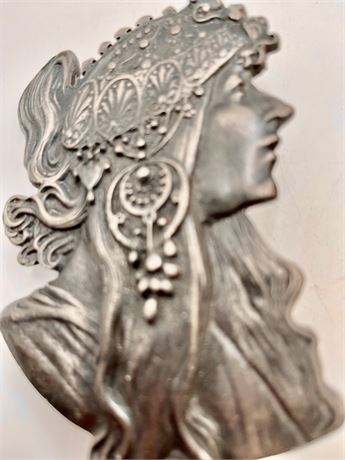 1970’s Indiana metal craft art nouveau large belt buckle