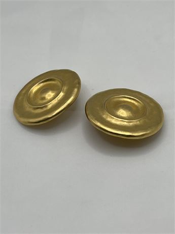 1980s Signed button clip earrings