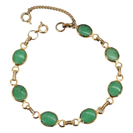 Vintage Gold Tone Peking Glass Bracelet
